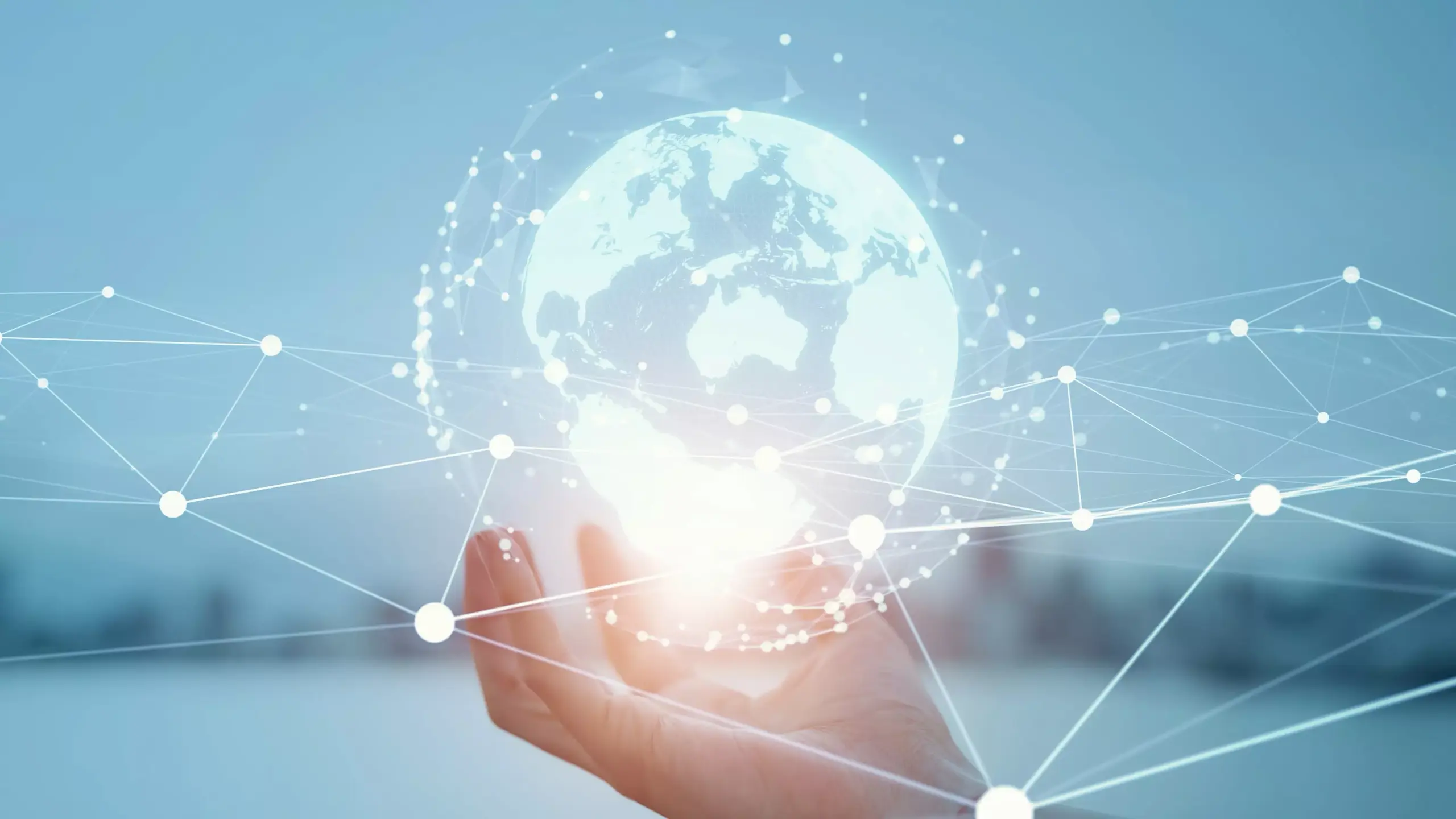 Hand with tech background Banner