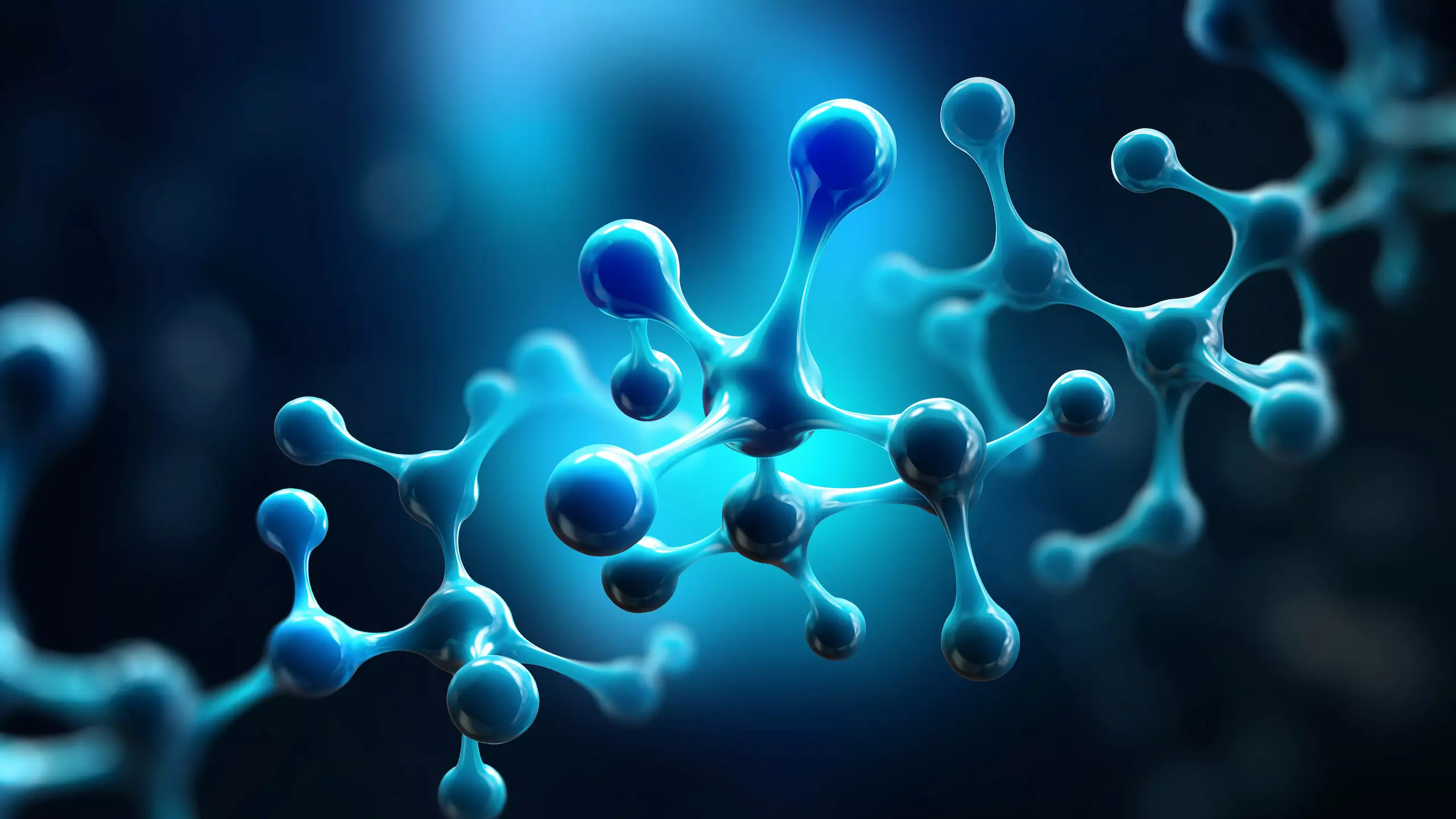 Molecules with blue background Banner